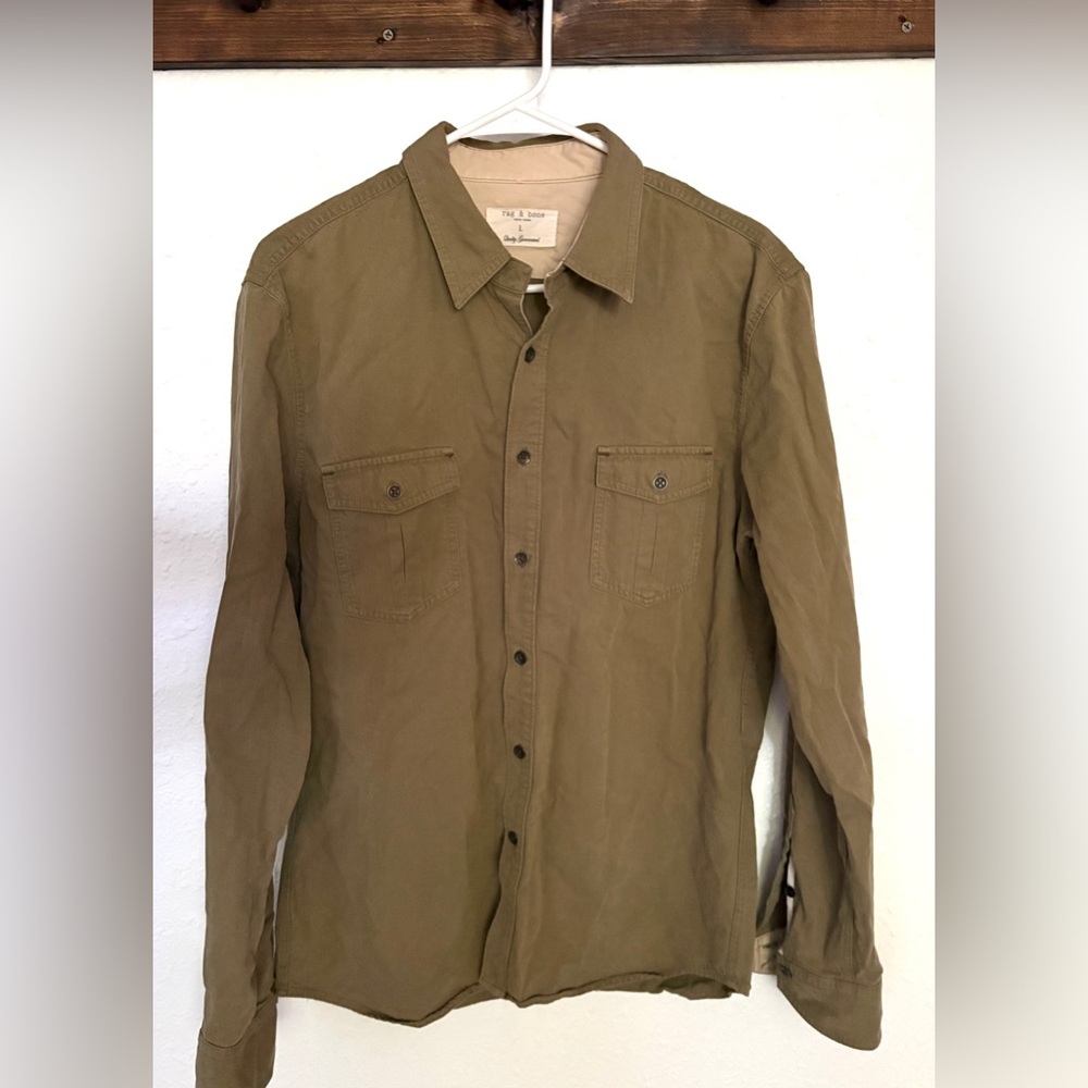Rag & Bone Olive Button-Up Shirt size L